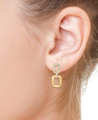 EFFY&reg; Diamond & Polished Octagon Link Drop Earrings (1-1/4 ct. t.w.) in 14k Gold