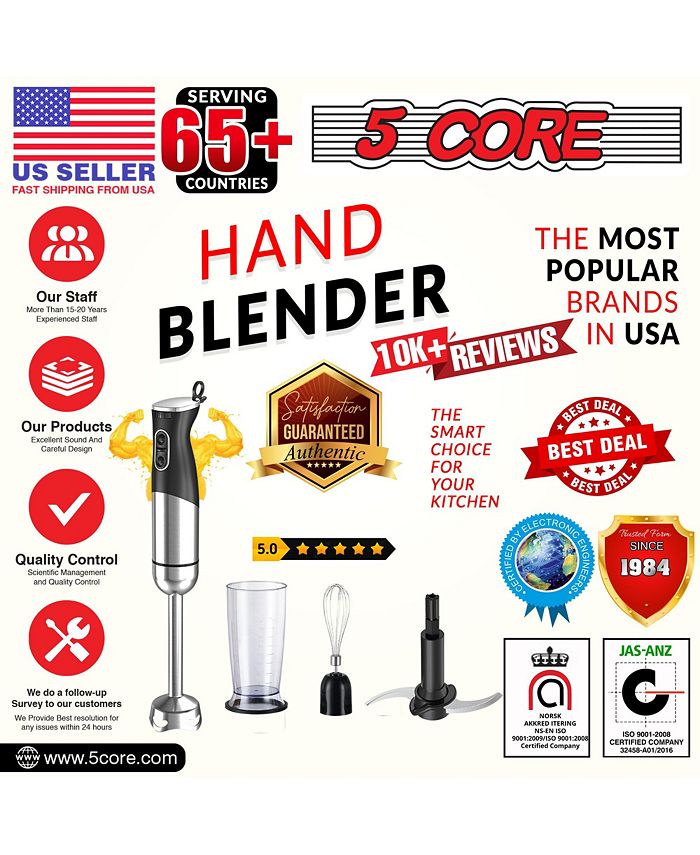 5 Core Immersion Blender Handheld 400W Copper Motor w 800ml Mixing