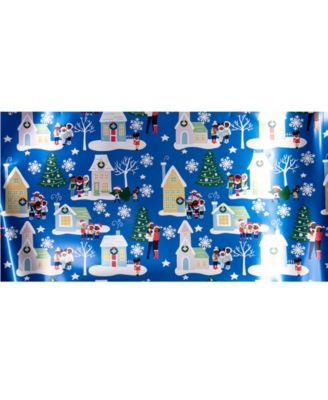 Blue Carolers Foil Gift Wrap