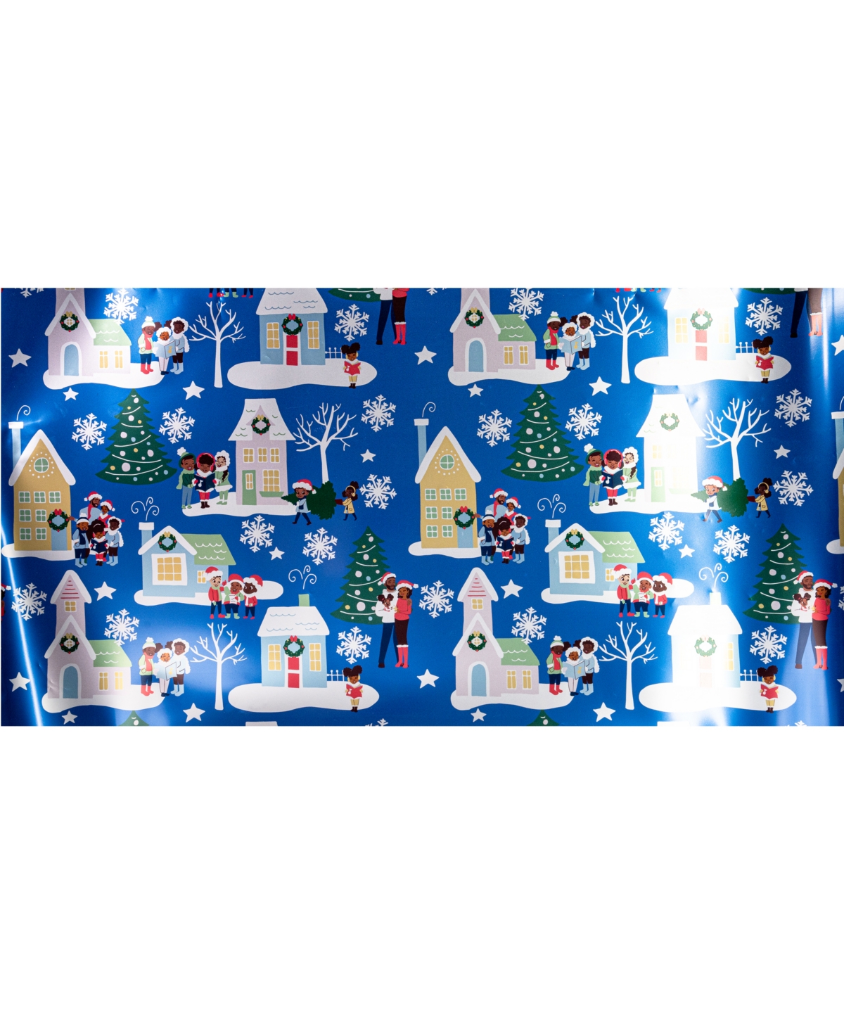 Black Paper Party Blue Carolers Foil Gift Wrap In Blue