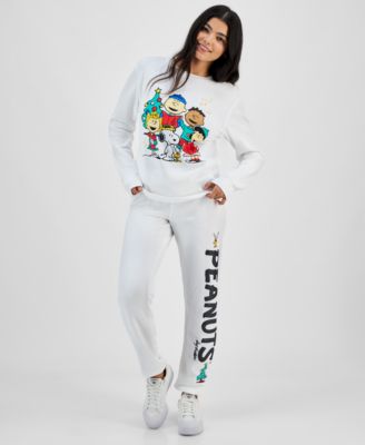 Juniors Peanuts Holiday Graphic Crewneck Sweatshirt Jogger Pants