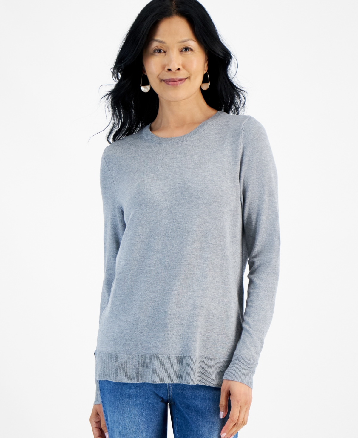 Style & Co Women's Fine Gauge Crewneck Long-Sleeve Sweater, Created for Macy's