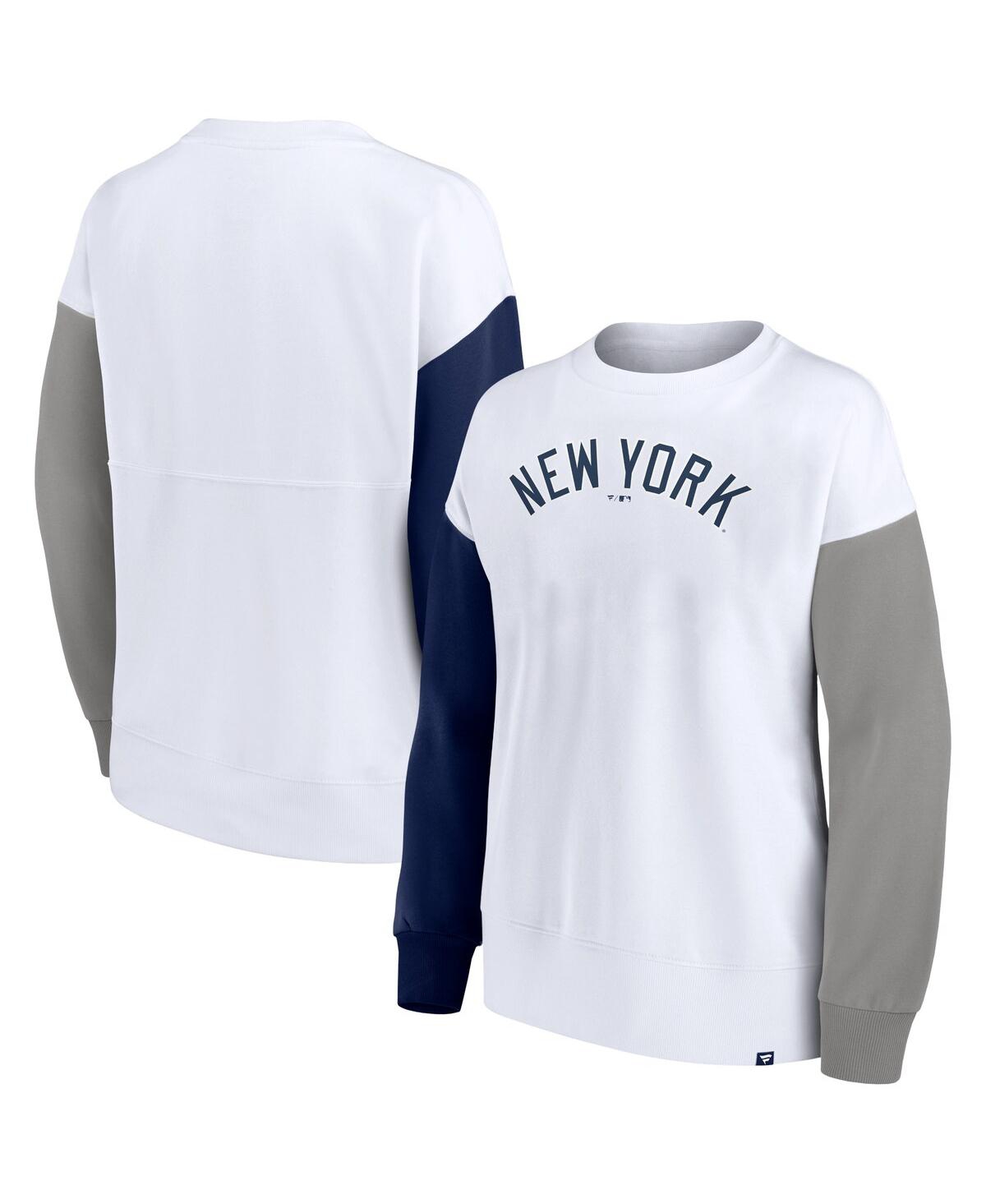 Shop Fanatics Women's White New York Yankees Series Pullover Sweatshirt In White,navy
