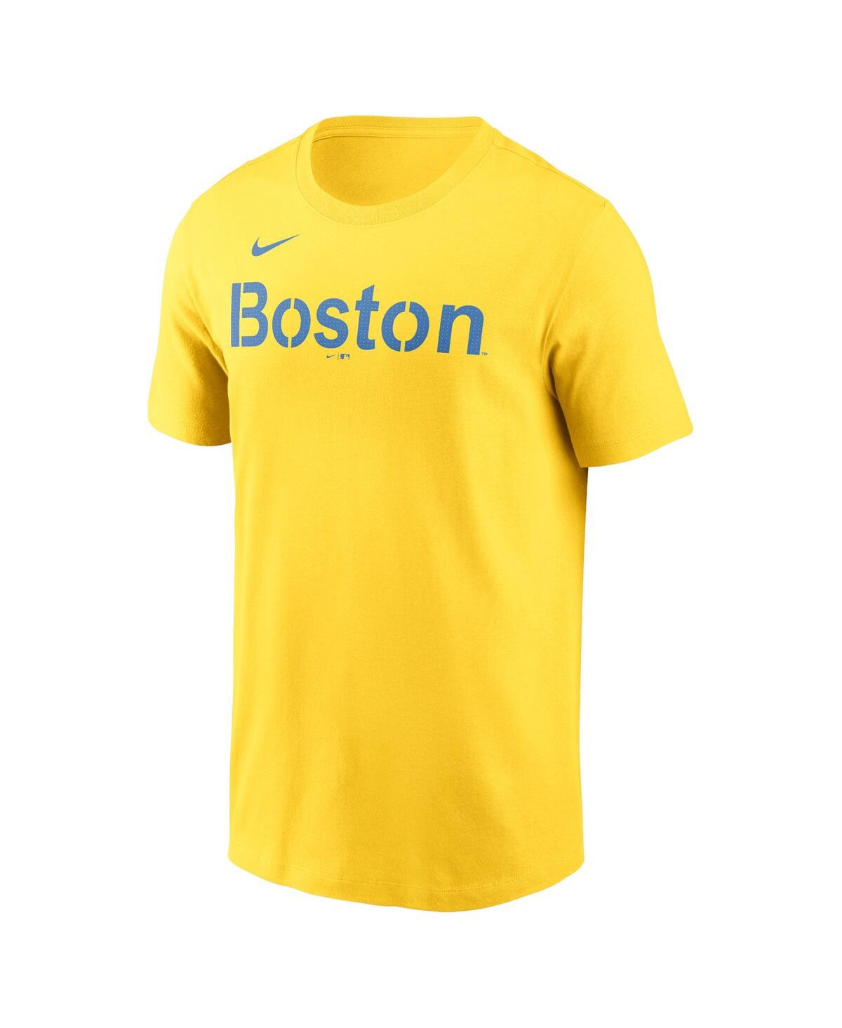 Nike Men'sBoston Red Sox City Connect Wordmark T-Shirt - Gold