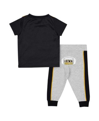 Baby Boys and Girls Black/Heather Gray Iowa Hawkeyes Ka-Boot-It Jersey Pants Set