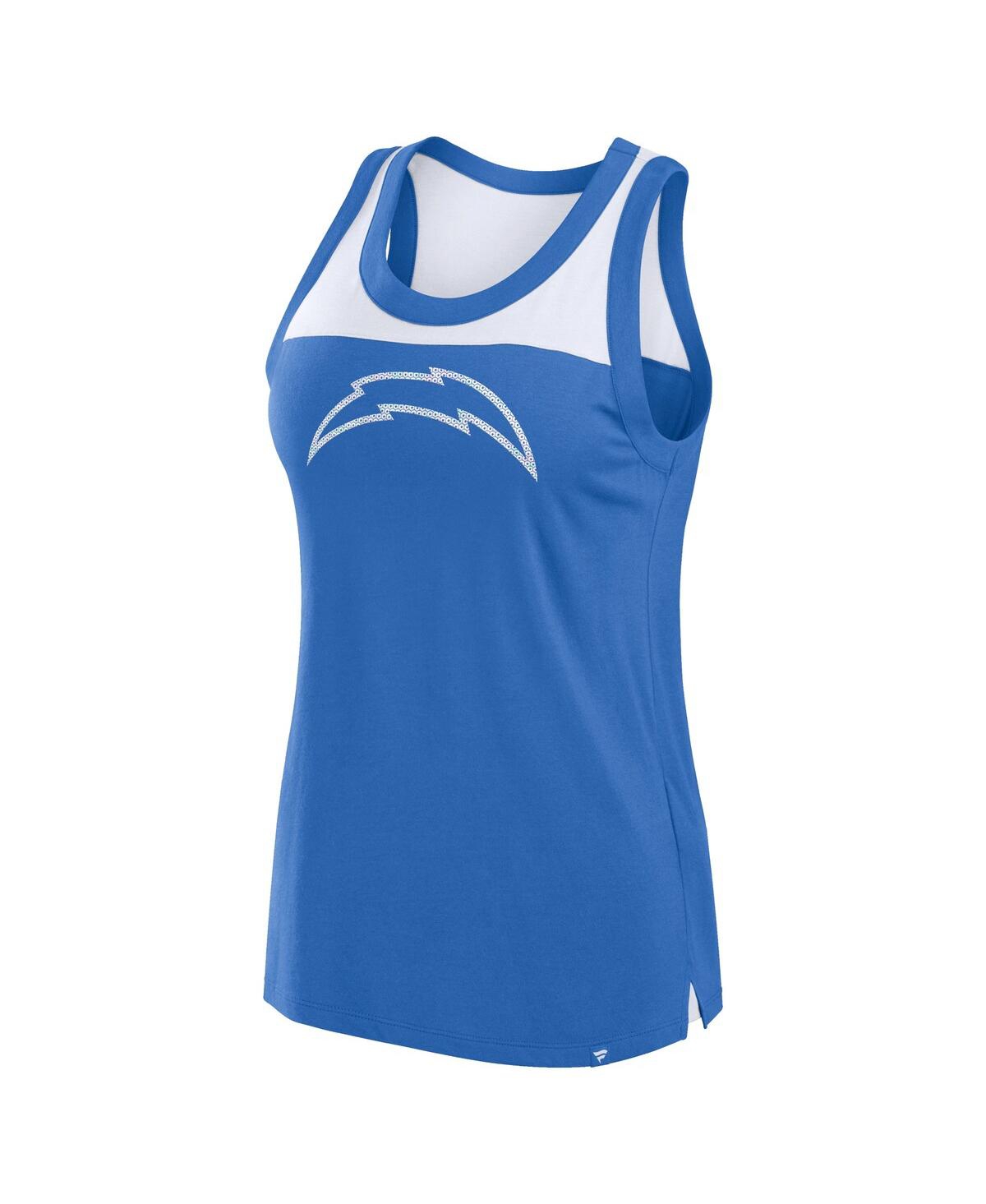 Fanatics Women'sLos Angeles Chargers Sequin Tank Top - Powder Blue, White