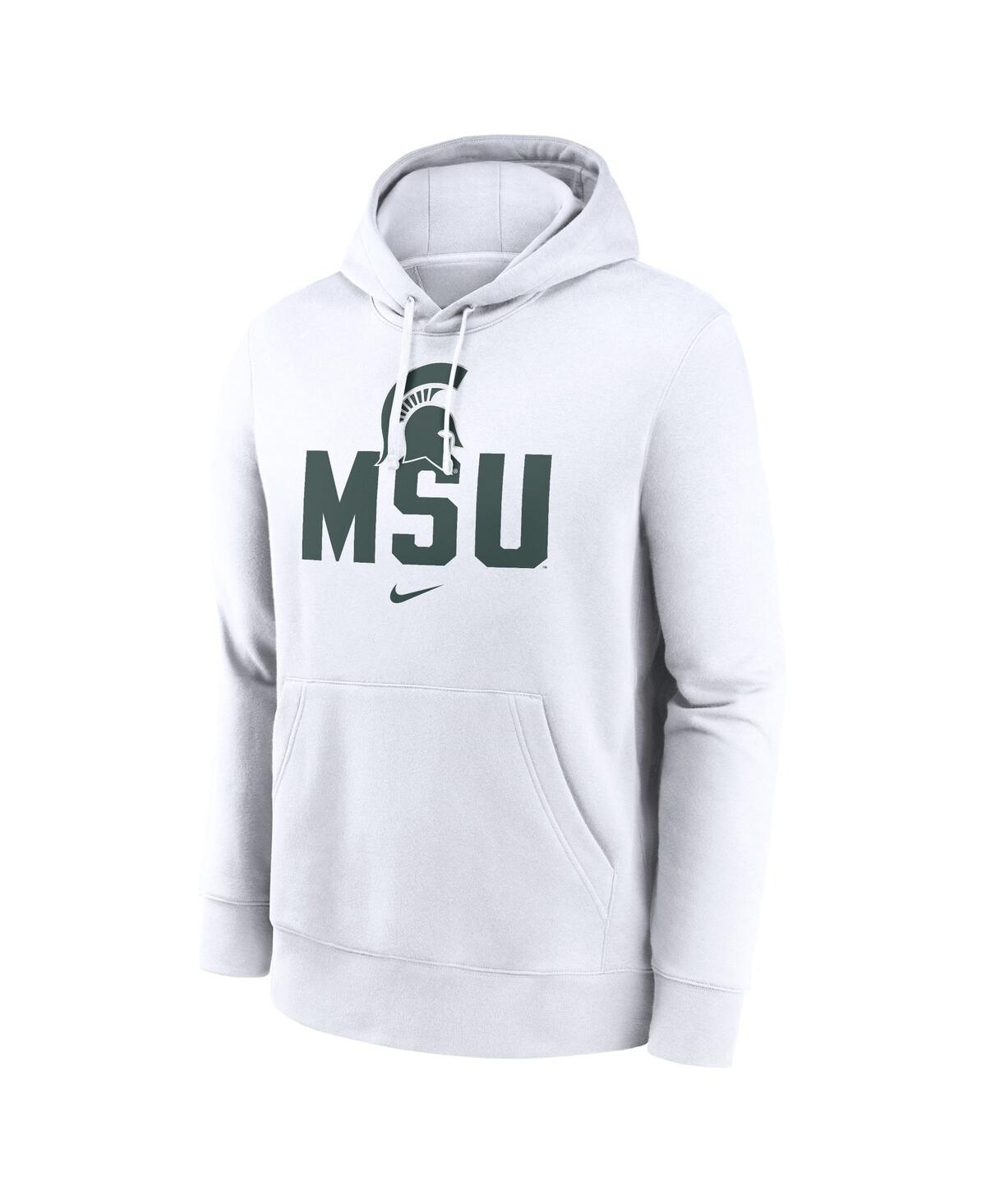 Nike Michigan State Spartans Primetime Club Campus  Men's College Pullover Hoodie In White