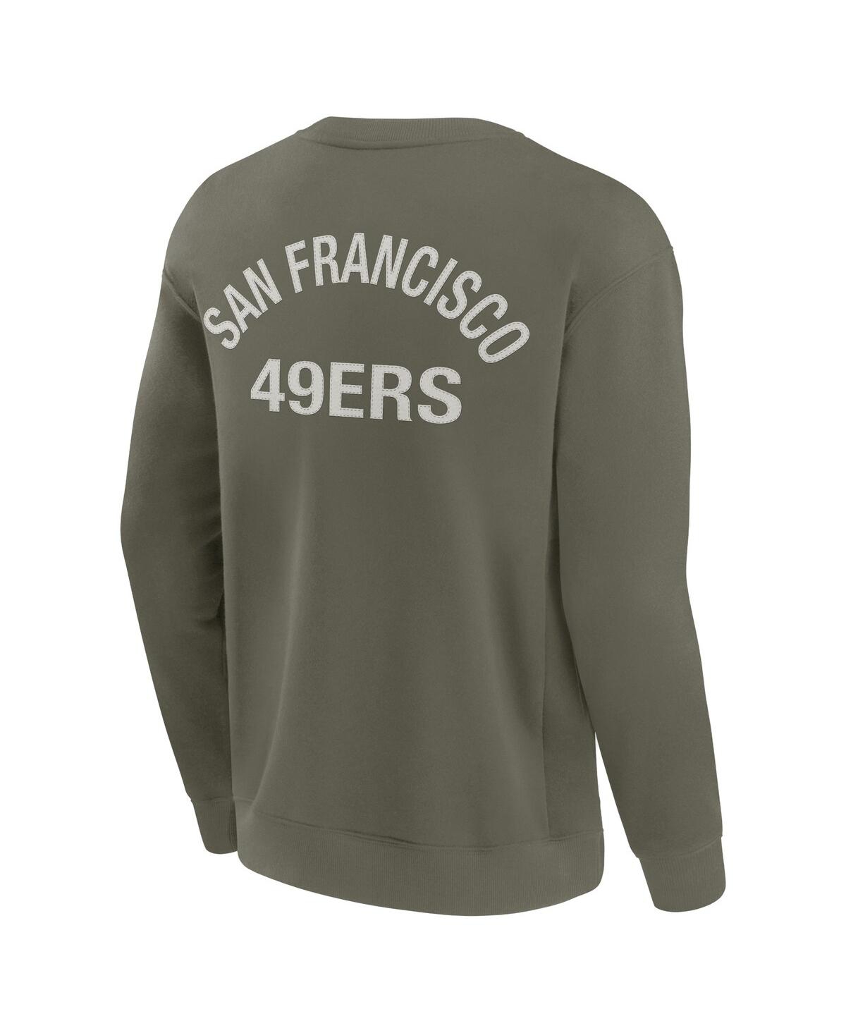Shop Fanatics Men's And Women's Olive San Francisco 49ers Super Soft Pullover Crew Sweatshirt