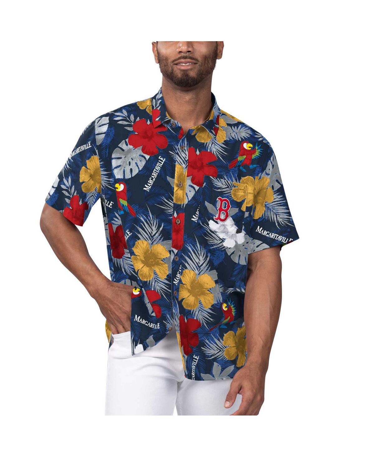 Men's Navy Boston Red Sox Island Life Floral Party Button-Up Shirt - Navy