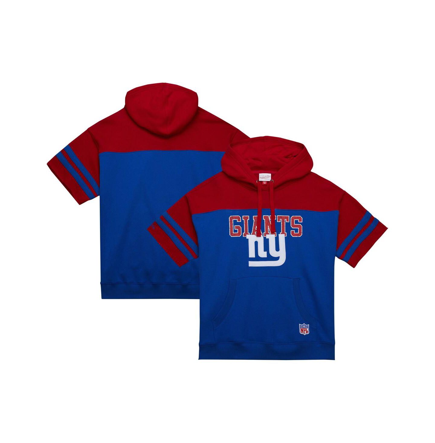 Мужское худи Mitchell & Ness Royal New York Giants Off Field vintage-like Logo Short Sleeve Pullover — фото 1