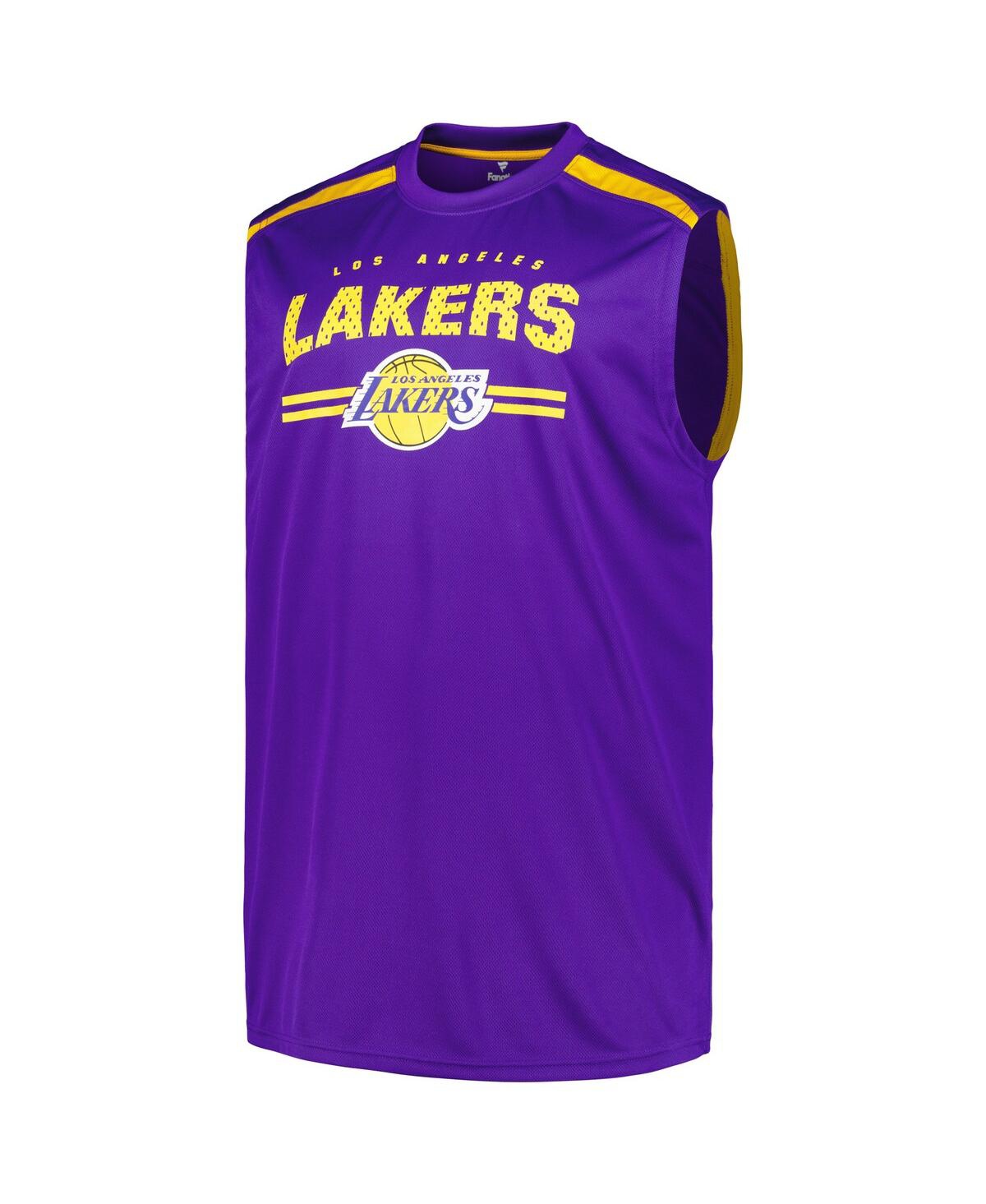 Fanatics Men'sLos Angeles Lakers Big Tall Birdseye Muscle Tank Top - Purple, Gold