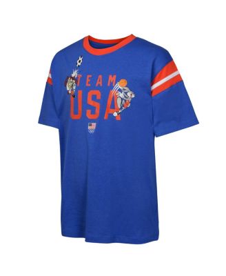 Big Boys and Girls Blue Team USA Looney Tunes Sports Team T-Shirt