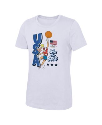 Big Boys and Girls Lola Bunny White Team USA Looney Tunes Basketball T-Shirt