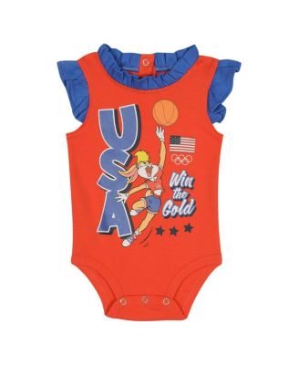 Newborn Baby Boys and Girls Red Team USA Looney Tunes Bodysuit and Bootie Set