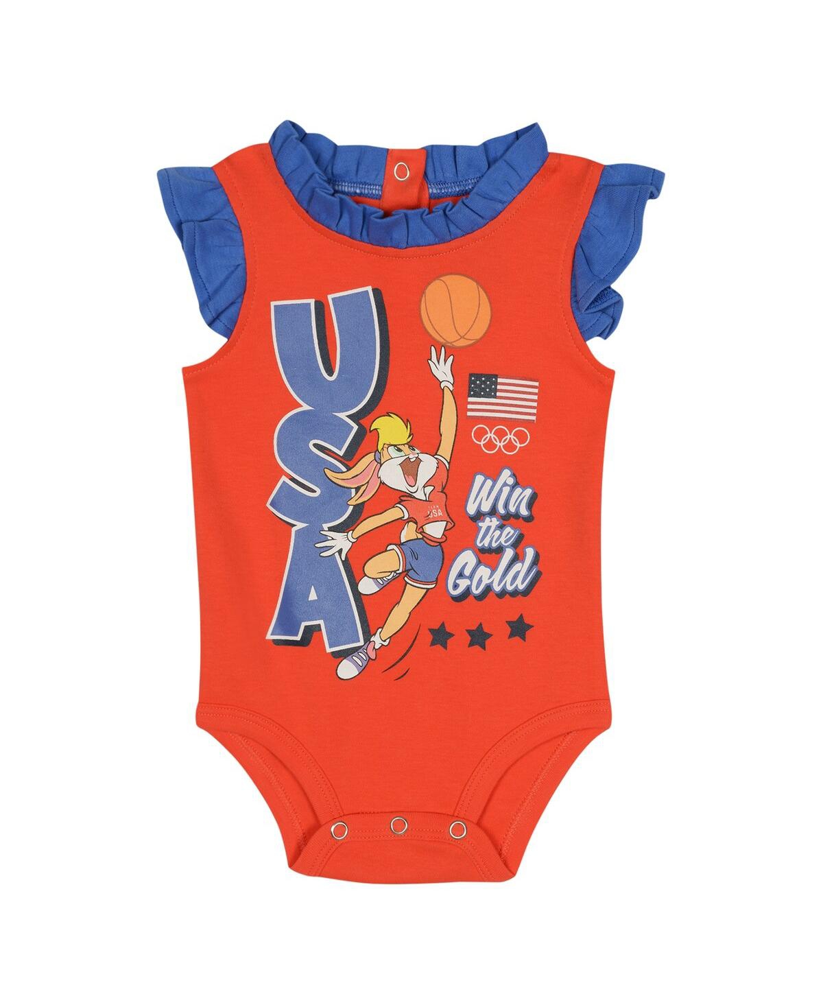 Outerstuff Newborn Baby Boys And Girls Red Team Usa Looney Tunes Bodysuit And Bootie Set In Red