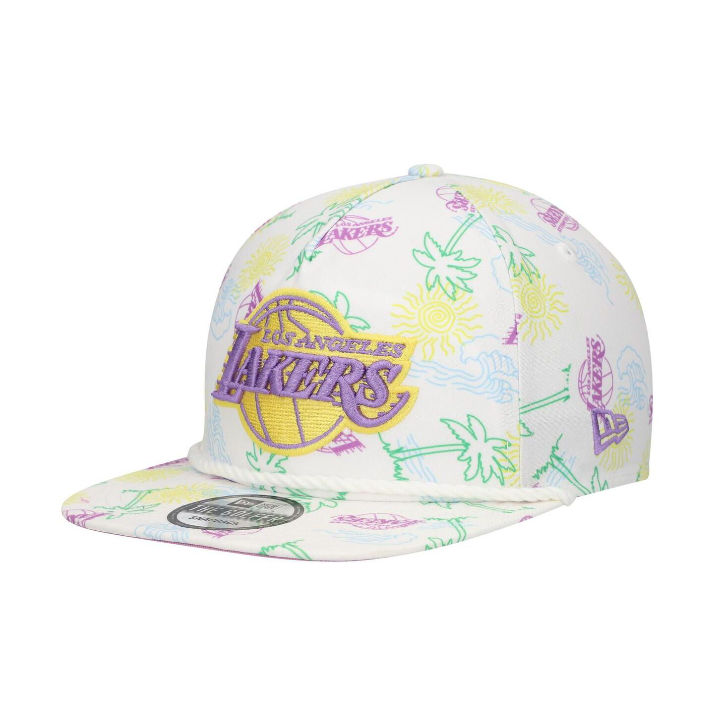 Мужская кепка New Era White Los Angeles Lakers Palm Trees and Waves Golfer Adjustable Hat — фото 1