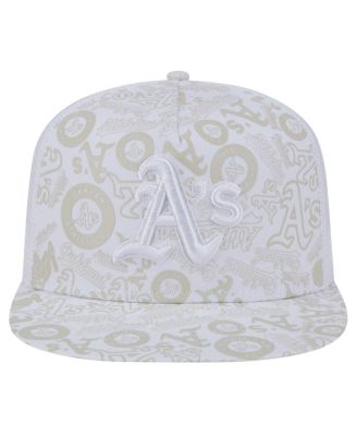 Men's White Oakland Athletics Logo Dunes A-Frame Trucker 9FIFTY Snapback Hat