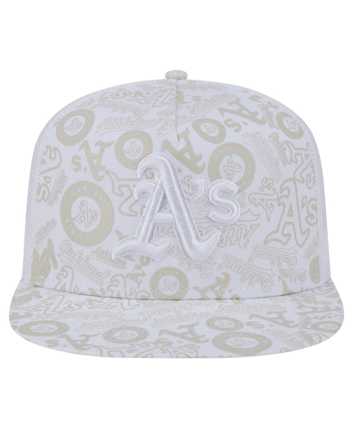 New Era Men's White Oakland Athletics Logo Dunes A-frame Trucker 9fifty Snapback Hat In White