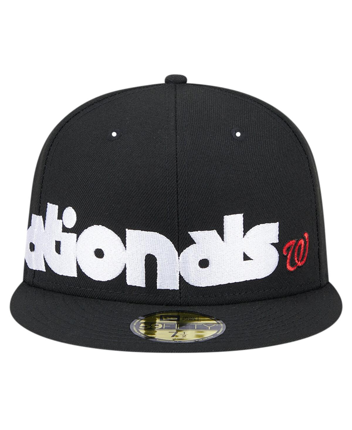 New Era Men's Black Washington Nationals Checkered Undervisor 59fifty Fitted Hat In Black