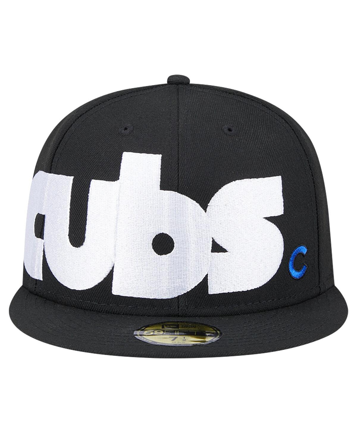 New Era Men'sChicago Cubs Checkered Undervisor 59FIFTY Fitted Hat - Black