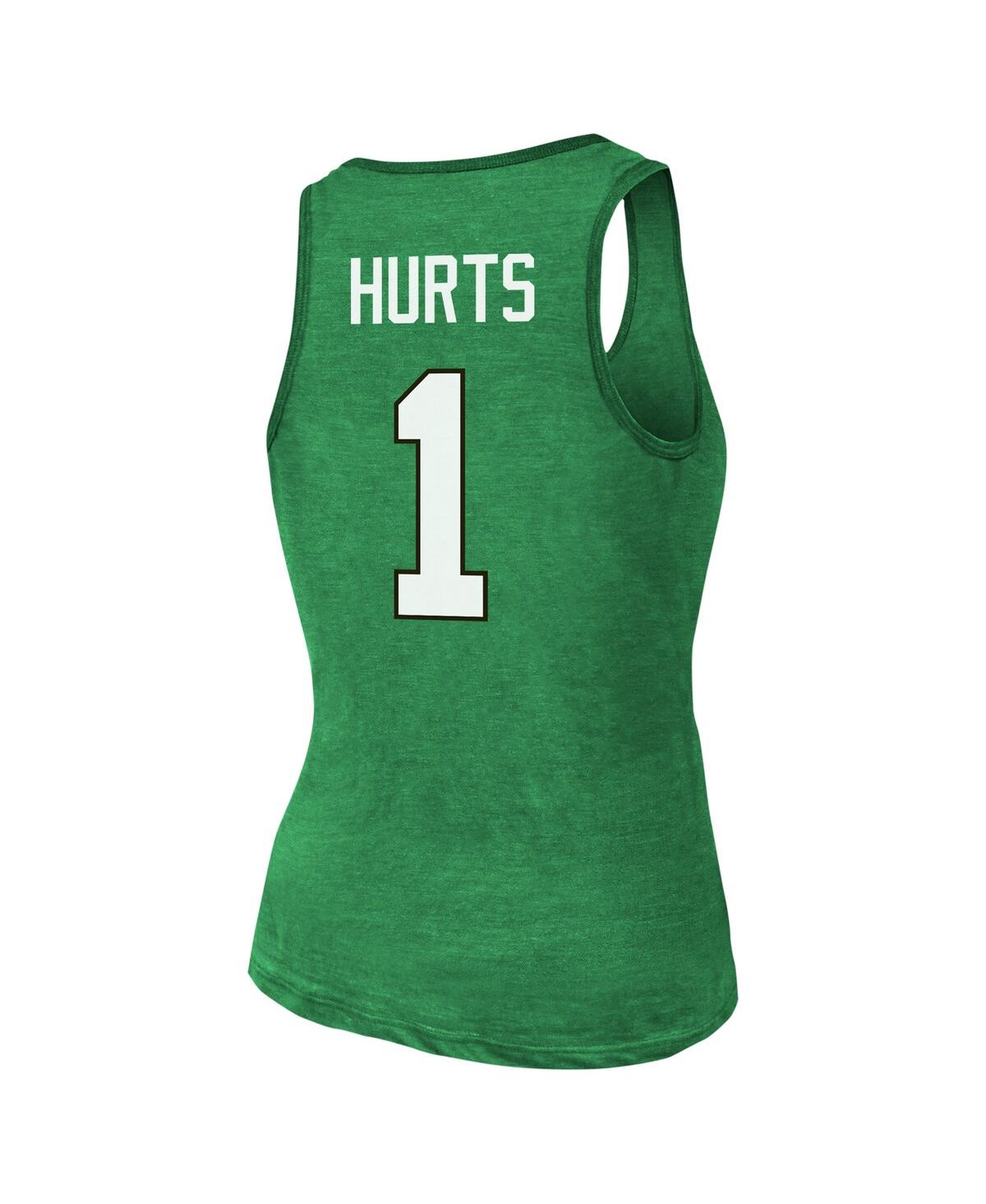 MAJESTIC WOMEN'S JALEN HURTS KELLY GREEN PHILADELPHIA EAGLES NAME NUMBER TRI-BLEND TANK TOP 