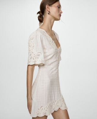 Mango Women's Embroidered Short Dress - Macy's