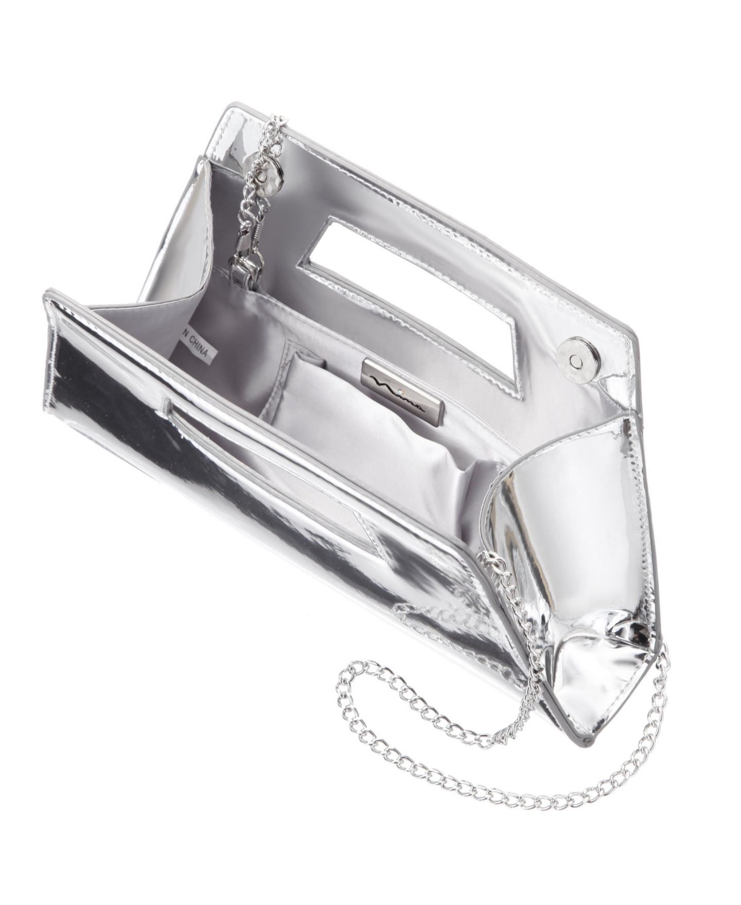 Женский клатч Nina Cut Out Handle Trapezoid Clutch, цвет: Серебряный — фото 4