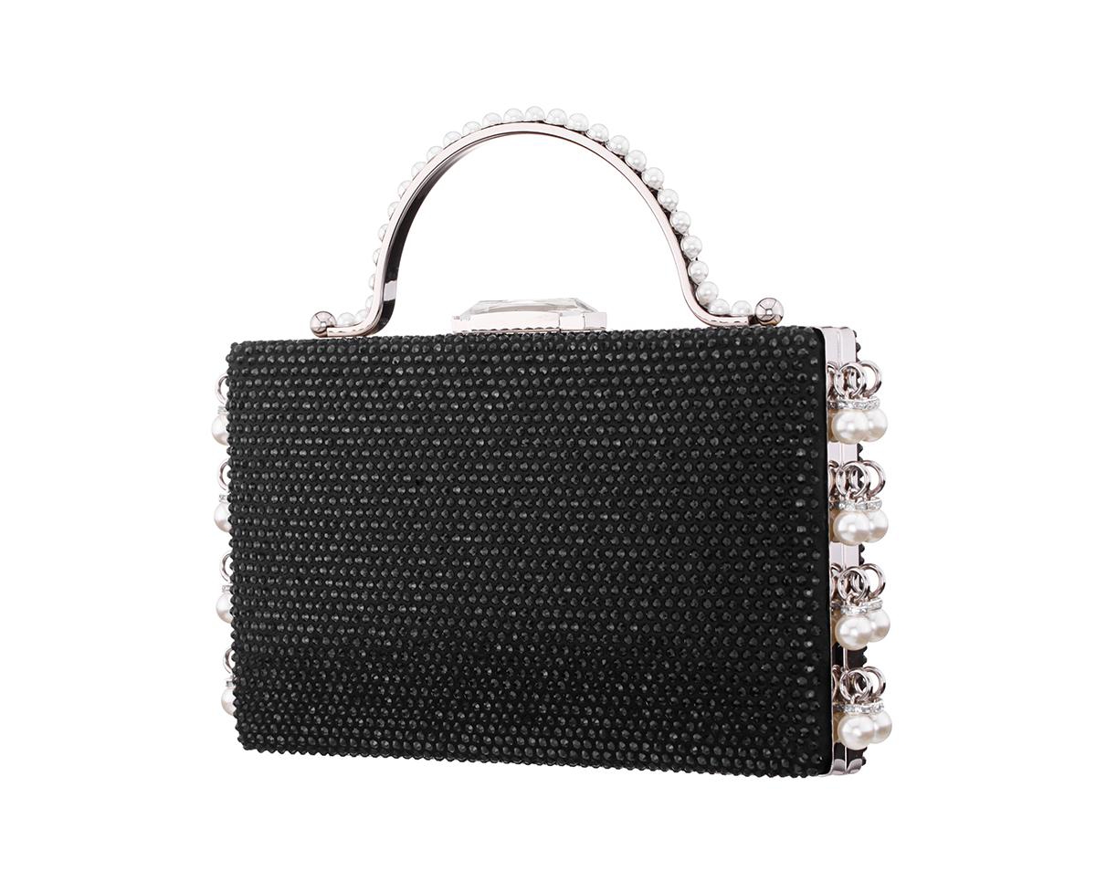 Shop Nina Cultivated Pearl Dangle Crystal Embellished Minaudiere Clutch In Navy