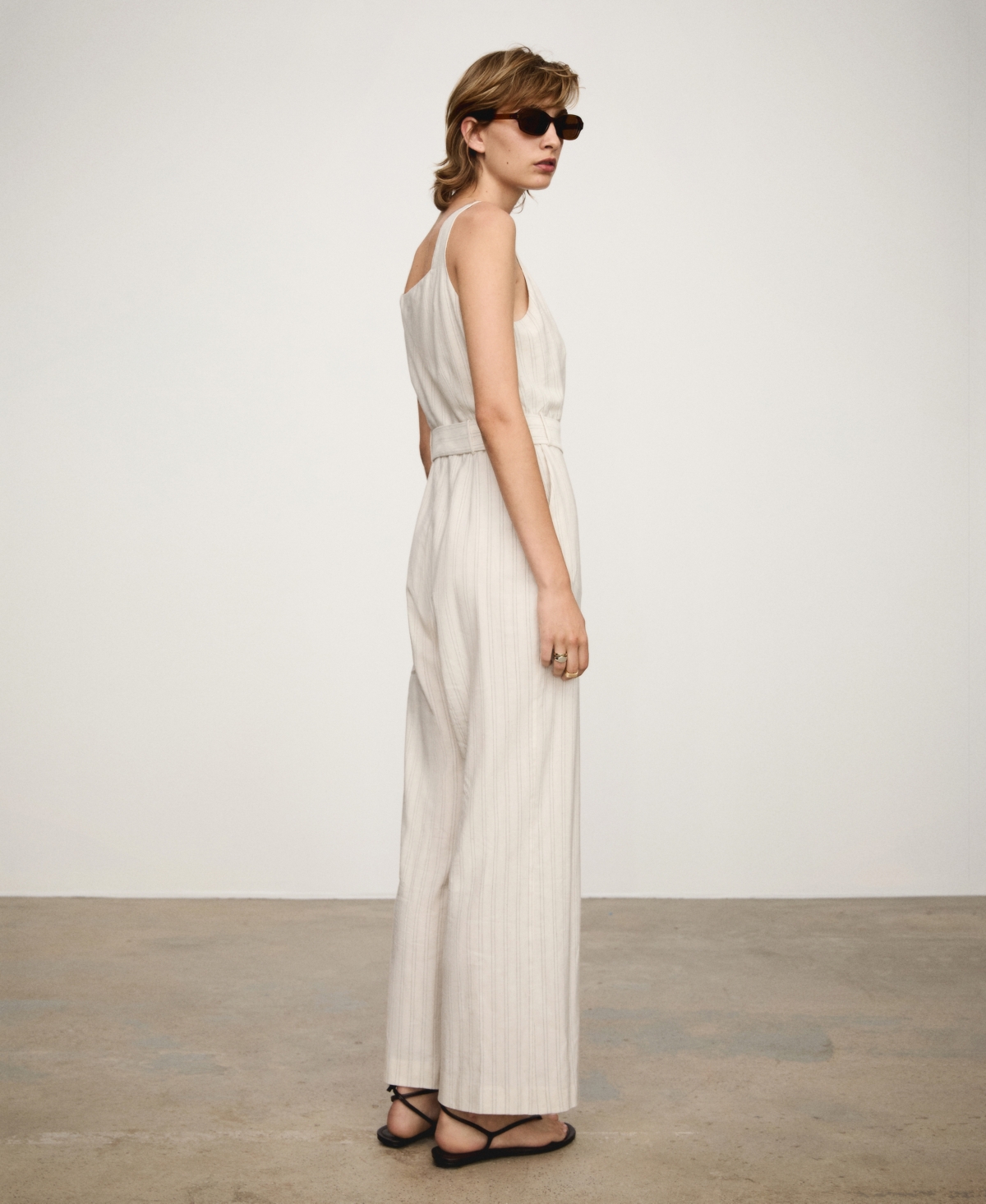 Mango Women's Striped Bow Jumpsuit