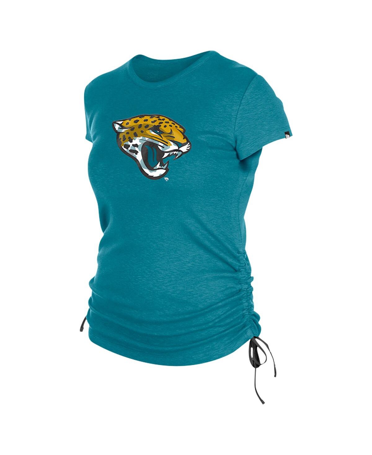 NEW ERA WOMEN'S TEAL JACKSONVILLE JAGUARS RUCHED SIDE T-SHIRT 