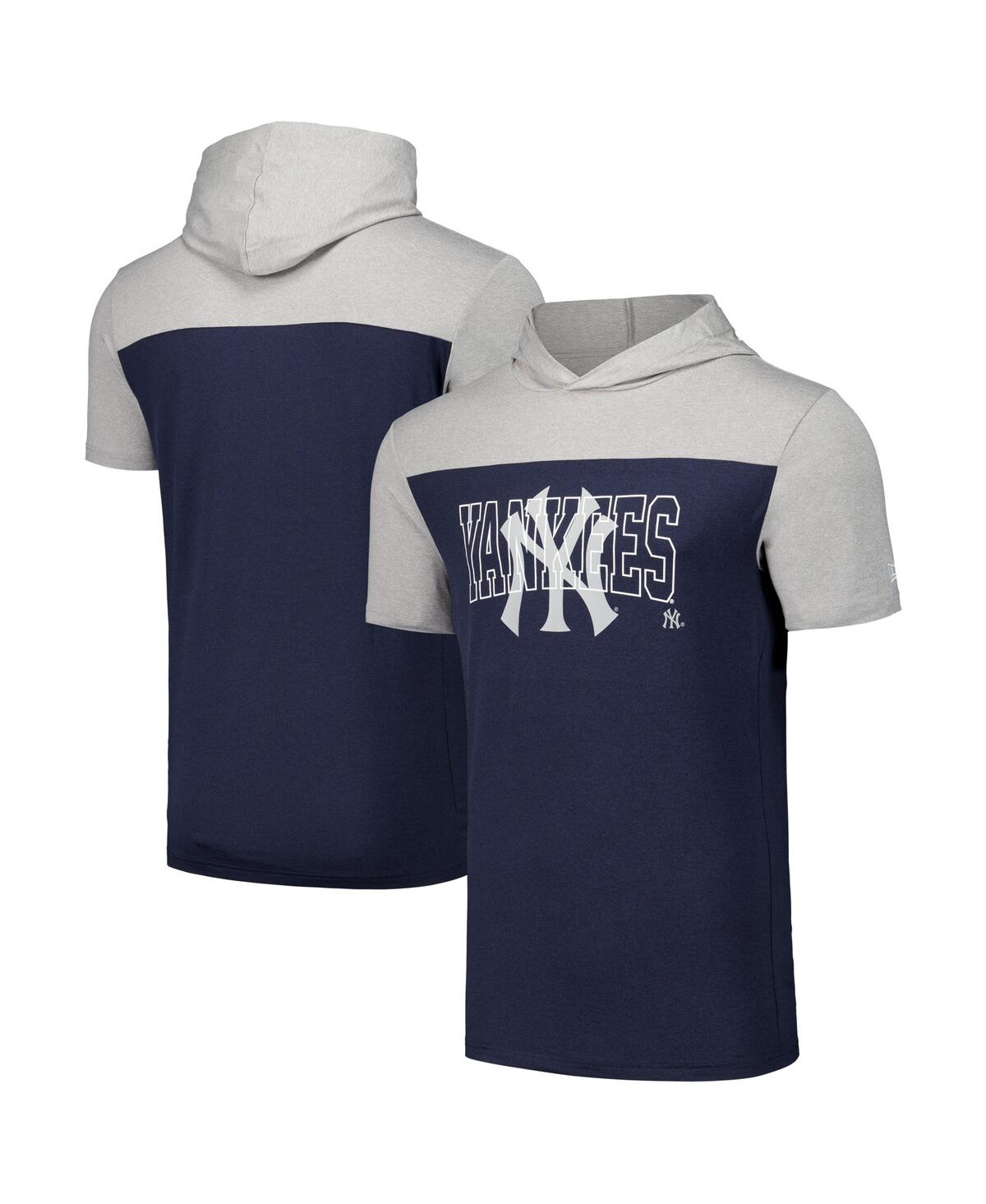 NEW ERA MEN'S NAVY NEW YORK YANKEES ACTIVE BRUSHED HOODIE T-SHIRT 