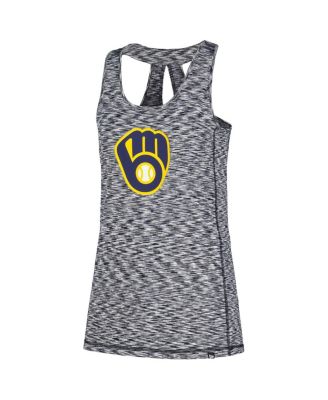 Women's Navy Milwaukee Brewers Space Dye Keyhole Back Tank Top