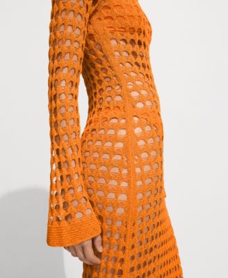 mango long openwork knitted dress Mango Women's Long Openwork Knitted Dress