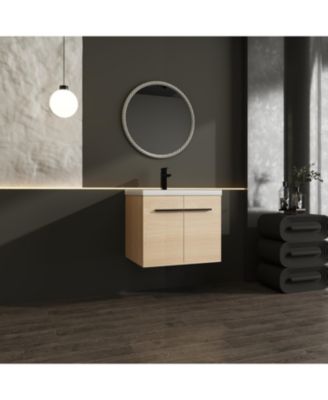 24" Oak Vanity with Resin Sink & Cabinet