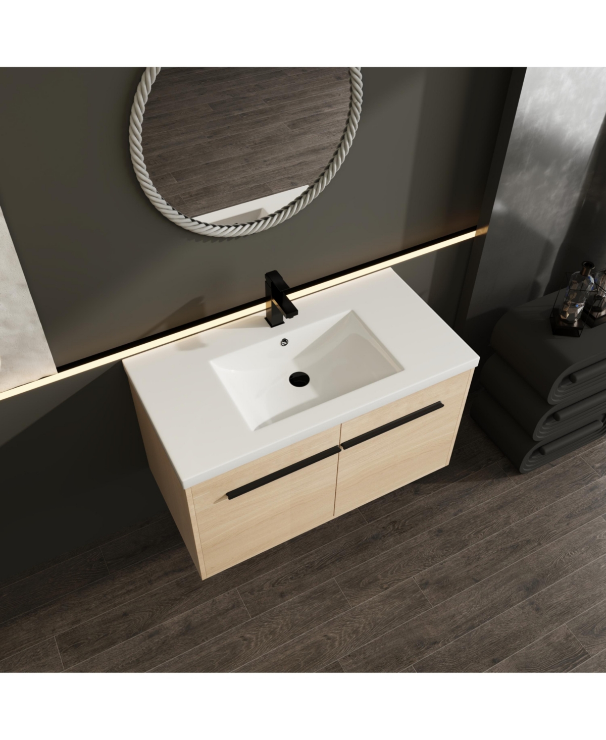 Streamdale Furniture 36" Oak Bathroom Vanity with Resin Countertop