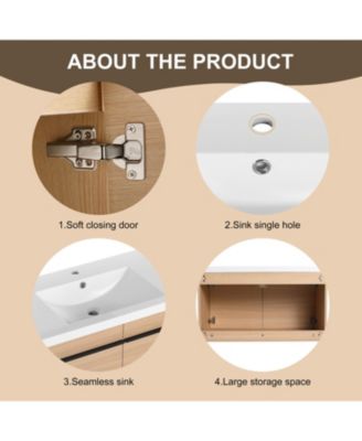 36" Oak Bathroom Vanity with Resin Countertop