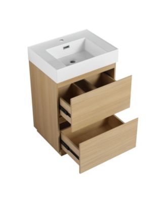 24" Engineered Wood Modern Double Drawer Cabinet Bathroom Vanity with Sink