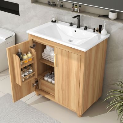 30" MDF Board Bathroom Vanity with Sink, Cabinet, and Drawer
