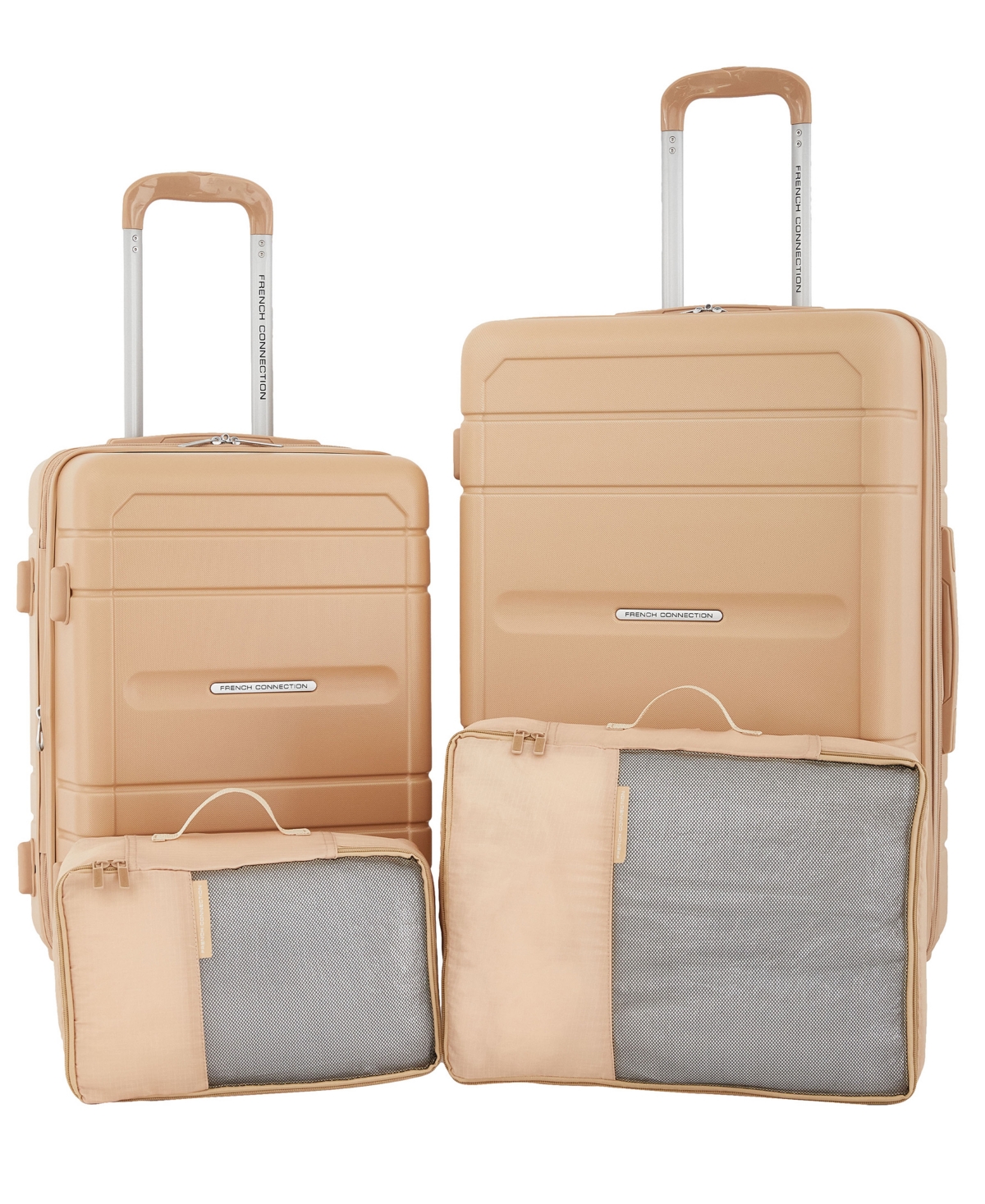 FRENCH CONNECTION SAINT MARTIN 4 PIECE HARDSIDE LUGGAGE SET 4IN1 CUP/USB/USB-C/PHONE HOLDER 