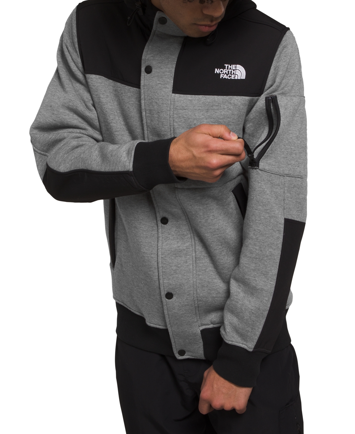 The North Face Men's Highrail Zip-and-Snap Front Fleece Hooded Jacket -tnf Black-npf