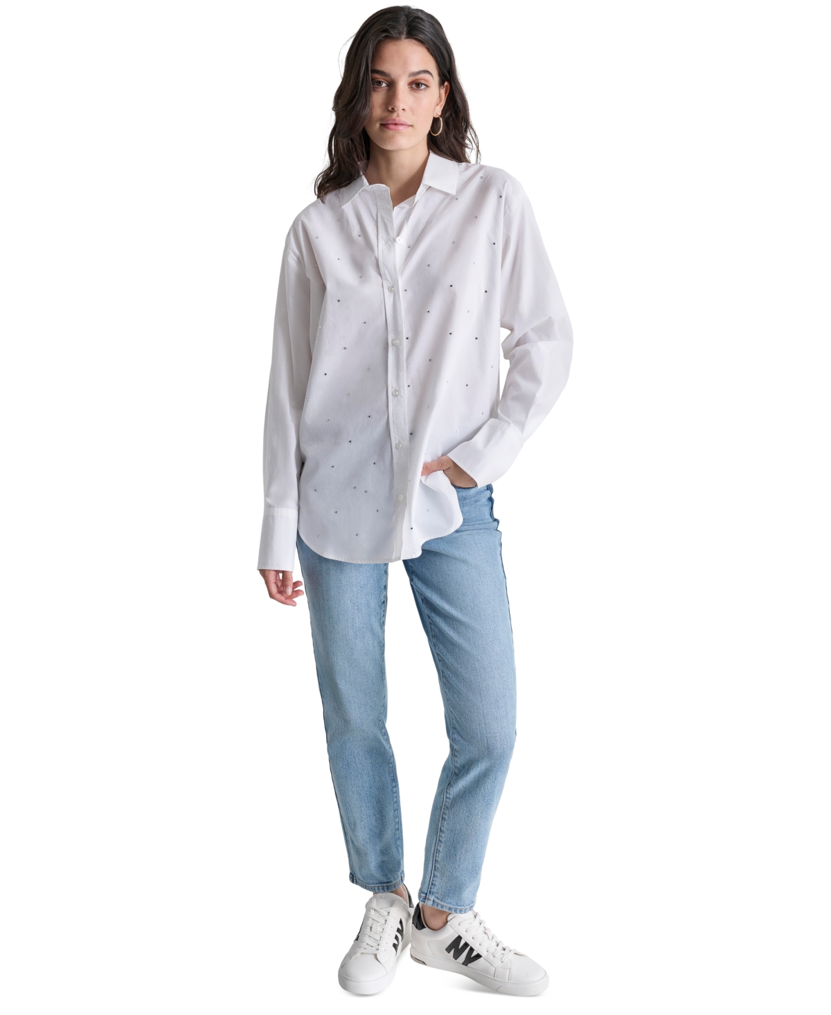 Dkny Jeans Women's Rhinestone Stud Shirt