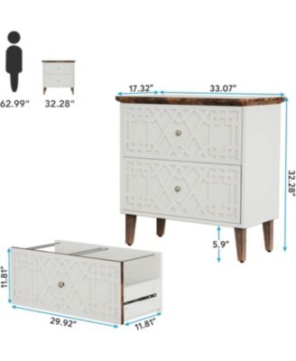 2 Drawer Lateral File Cabinet, Office Filing Cabinet for A4 / Letter Size/Legal Size Files, Wood Storage Cabinet Printer Stand