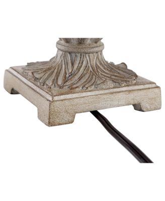 Cali Traditional Accent Table Lamps 19" High Set of 2 Antique Beige Off White Bell Shade for Bedroom Living Room Bedside Nightstand Kids