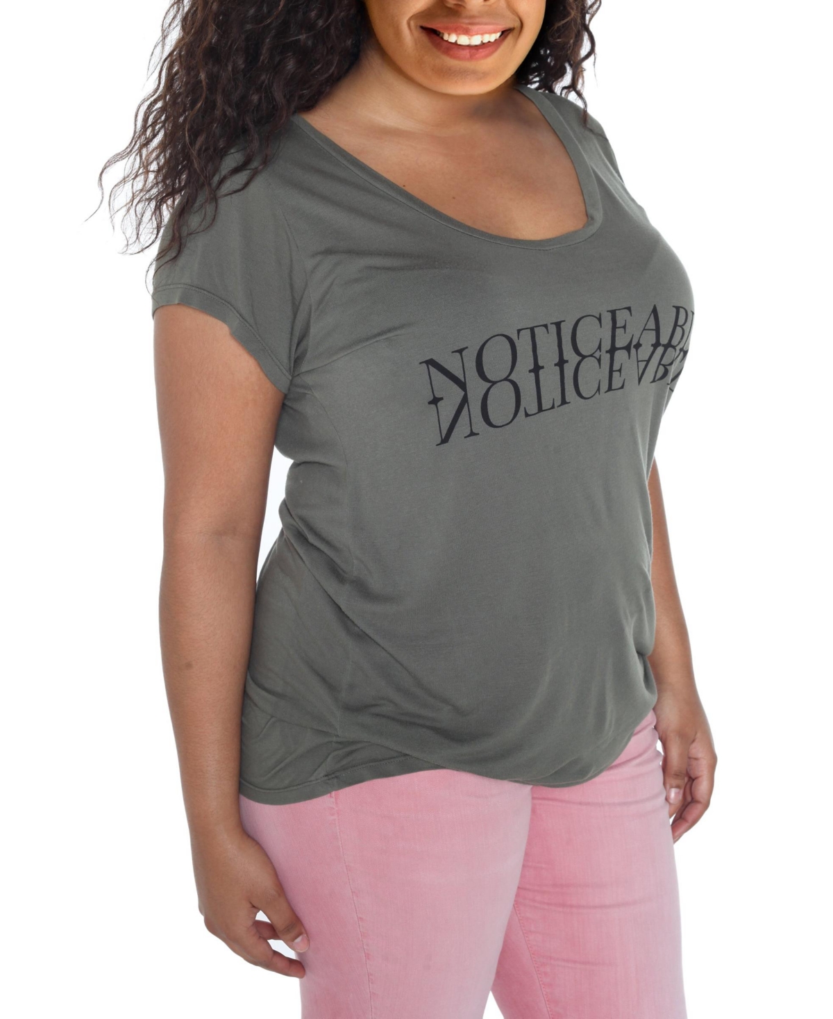 Plus Size Scoop Neck Tee - Grey stone