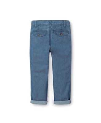 Baby Boys Chambray Rolled Cuff Pant With Drawstring