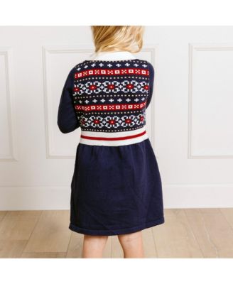 Toddler Girls Long Sleeve Nordic Fair Isle Sweater Dress, Toddler|Child