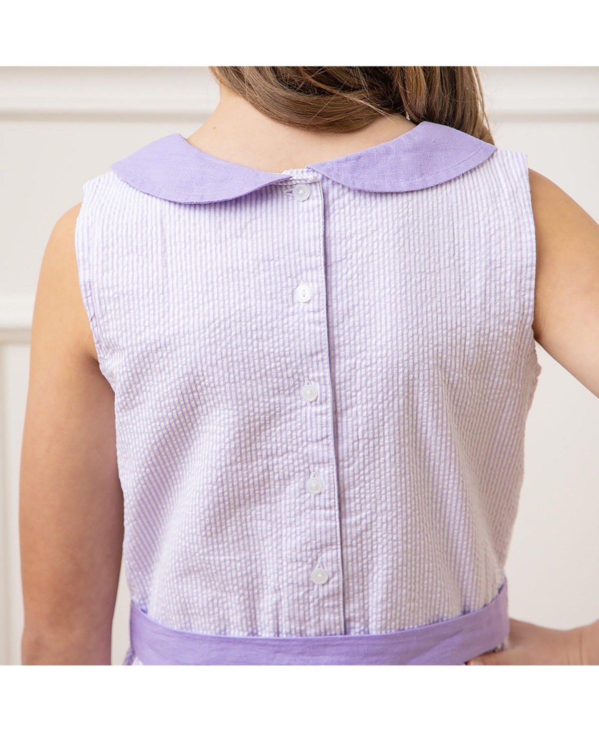 Hope & Henry Girls' Peter Pan Collar Seersucker Dress