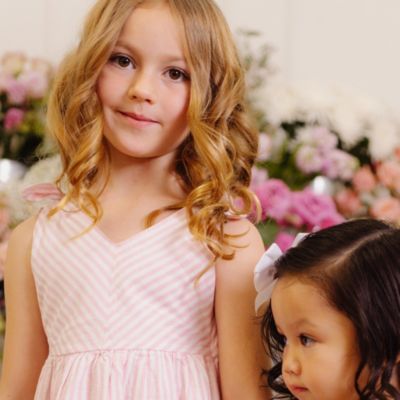 Girls' Sleeveless Bow Shoulder Swing Dress, Kids