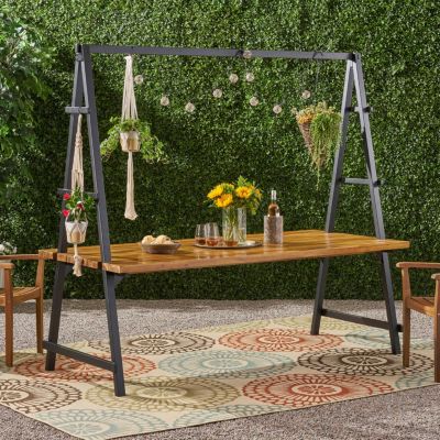 Streamdale Acacia Wood Dining Table With Plant Hanger (88.5")