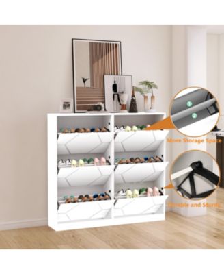 6-Tier Carved Shoe Cabinet for Entryway